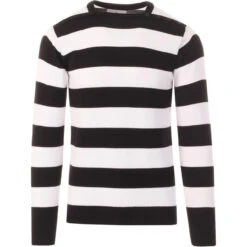Jones 60s Mod Block Stripe Jumper W -Cheap Outfits For Man Store Jones jumper black white 01 46197.1661338396 1