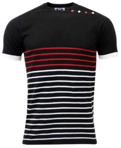 Memphis Retro 60s Mod Atom Neck Breton Jumper (N)