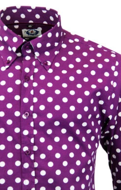 Purple Penny Dot Lane Retro 60s Mod MADCAP Shirt -Cheap Outfits For Man Store Madcap England Penny Dot Lane Purple2 18781.1661339155 3