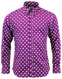 Purple Penny Dot Lane Retro 60s Mod MADCAP Shirt -Cheap Outfits For Man Store Madcap England Penny Dot Lane Purple 20077.1661339152 3