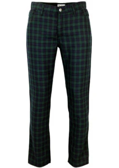Tartan Trews Retro Mod Trousers BG -Cheap Outfits For Man Store Madcap England Tartan Trew Green1 04810.1661273649 1