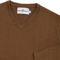 Redford 60s Mod V-Neck Jumper BISON -Cheap Outfits For Man Store Madcap england redford v neck jumper bison brown2 42649.1661266133