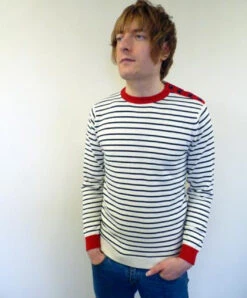 'Breton' MADCAP Mens Retro Mod Stripe Jumper (E) -Cheap Outfits For Man Store Madcap England Breton Jumper E5 57631.1666958099