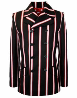 Howl MADCAP Double Breasted Retro Stripe Blazer -Cheap Outfits For Man Store Madcap Howl Black Blazer 67147.1661272654