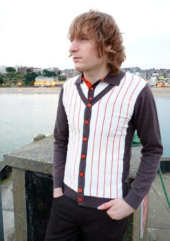 'Saturday Night' - MADCAP Retro Mod Mens Cardigan -Cheap Outfits For Man Store Madcap SNSM Polo Cardigan3 08296.1666958311