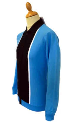 'Marriott' - Madcap Mens Retro Mod Polo Cardigan B -Cheap Outfits For Man Store Marriott Polo Blue4 66587.1666957392