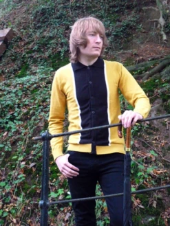 'Mustard Marriott' - Retro Mod Sixties Mens Polo -Cheap Outfits For Man Store Mustard Marriot6 97528.1666957492