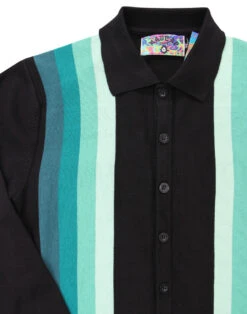 Blake Mod Gradient Polo Cardigan BN -Cheap Outfits For Man Store blake polo cardigan black close up 28643.1661269679