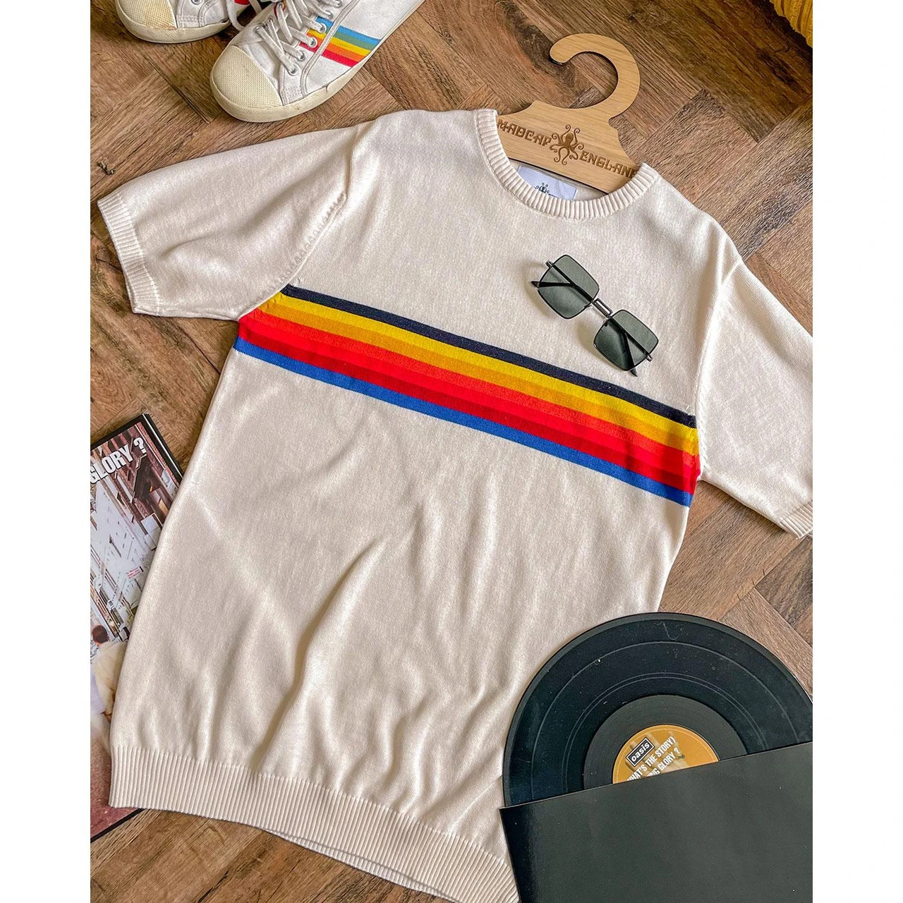Britpop Rainbow Stripe Knit Tee (E) 4 Britpop Rainbow Stripe Knit Tee (E) - Image 2