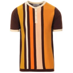 Zen Mod Stripe Knit Grandad Top (P) -Cheap Outfits For Man Store madcaap england zen knitted grandad top fondue fudge 2 14530.1661261227 3