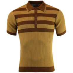 Terry Retro Mod Ribbed Stripe Polo (BB) -Cheap Outfits For Man Store madcap englaand terry ribbed polo top caramel 11 34348.1679657083
