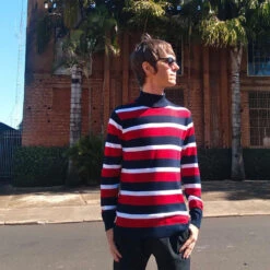 Ashcroft MADCAP Retro 60s Roll Neck Jumper In Blue -Cheap Outfits For Man Store madcap england ashcroft rollneck2 67456.1661259909