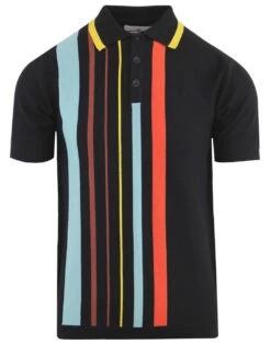 Bauhaus Mod Stripe Knit Polo Shirt -Cheap Outfits For Man Store madcap england bauhaus stripe polo black 1 32401.1661267909