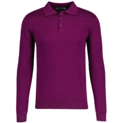 Brando 1960s Mod Knitted Polo DP -Cheap Outfits For Man Store madcap england brando long sleeve knitted polo dark purple 4 82267.1692023377