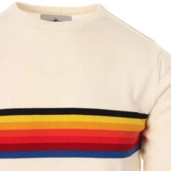 Britpop Rainbow Stripe Knit Tee (B) -Cheap Outfits For Man Store madcap england britpop stripe knit tee ecru 2 31058.1661262472 1