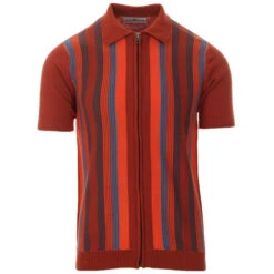 Capitol Mod Zip Through Stripe Polo -Cheap Outfits For Man Store madcap england capitol knit zip polo picante 4 27759.1661264760