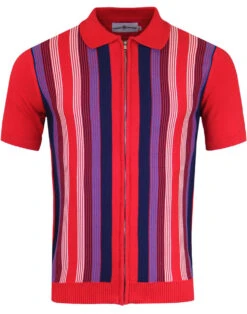 Capitol Mod Zip Through Stripe Polo -Cheap Outfits For Man Store madcap england capitol zip polo red 1a 77701.1661269013