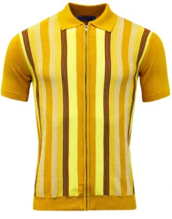 Capitol Mod Zip Through Stripe Polo -Cheap Outfits For Man Store madcap england capitol zip stripe polo 51 45512.1661269642