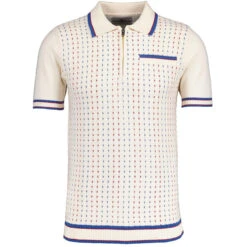 Miles Mod Jacquard Knit Polo SW -Cheap Outfits For Man Store madcap england coltrane jacqaurd polo short sleeve white 2 61469.1683729612