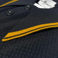 Empire Mod Big Collar Popcorn Waffle Polo In Black/Buckthorn -Cheap Outfits For Man Store madcap england empire popcorn waffle polo black buckthorne mc1051 3 21099.1695997627