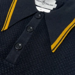 Empire Mod Big Collar Popcorn Waffle Polo In Black/Buckthorn -Cheap Outfits For Man Store madcap england empire popcorn waffle polo black buckthorne mc1051 4 28797.1695997625