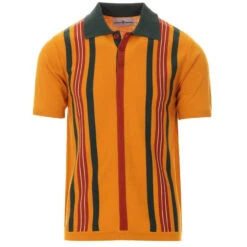 Farlowe Mod Stripe Knit Polo Top GO -Cheap Outfits For Man Store madcap england farlowe knitted polo harvest gold 3 83956.1661261195 1