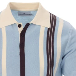 Farlowe Mod Stripe Knit Polo Top PP -Cheap Outfits For Man Store madcap england farlowe knitted polo top winter sky 2 76132.1661261183 3