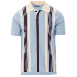 Farlowe Mod Stripe Knit Polo Top WS -Cheap Outfits For Man Store madcap england farlowe knitted polo top winter sky 3 85810.1661261181