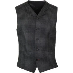 Gingham High Fasten Lapel Waistcoat -Cheap Outfits For Man Store madcap england gingham waistcoat 3 21697.1661266724