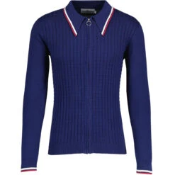Apollo Mod Grid Check Big Collar Zip Polo Cardigan Snow White -Cheap Outfits For Man Store madcap england grid knit ring zip polo cardigan navy mc1069 3 54441.1693991792 1