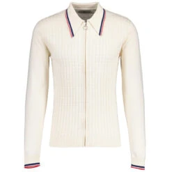 Apollo Mod Grid Check Big Collar Zip Polo Cardigan Snow White -Cheap Outfits For Man Store madcap england grid knit ring zip polo cardigan snow white mc1069 3 09681.1693991769 1