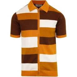 Hendrix 60s Mod Tile Knit Zip Polo -Cheap Outfits For Man Store madcap england hendrix zip polo cardigan 3 53454.1661266785
