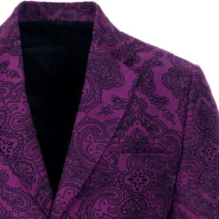 Purple Paisley Rave 60s Cord Blazer -Cheap Outfits For Man Store madcap england hendriz cod paisley blazer grape 3 32431.1661263932