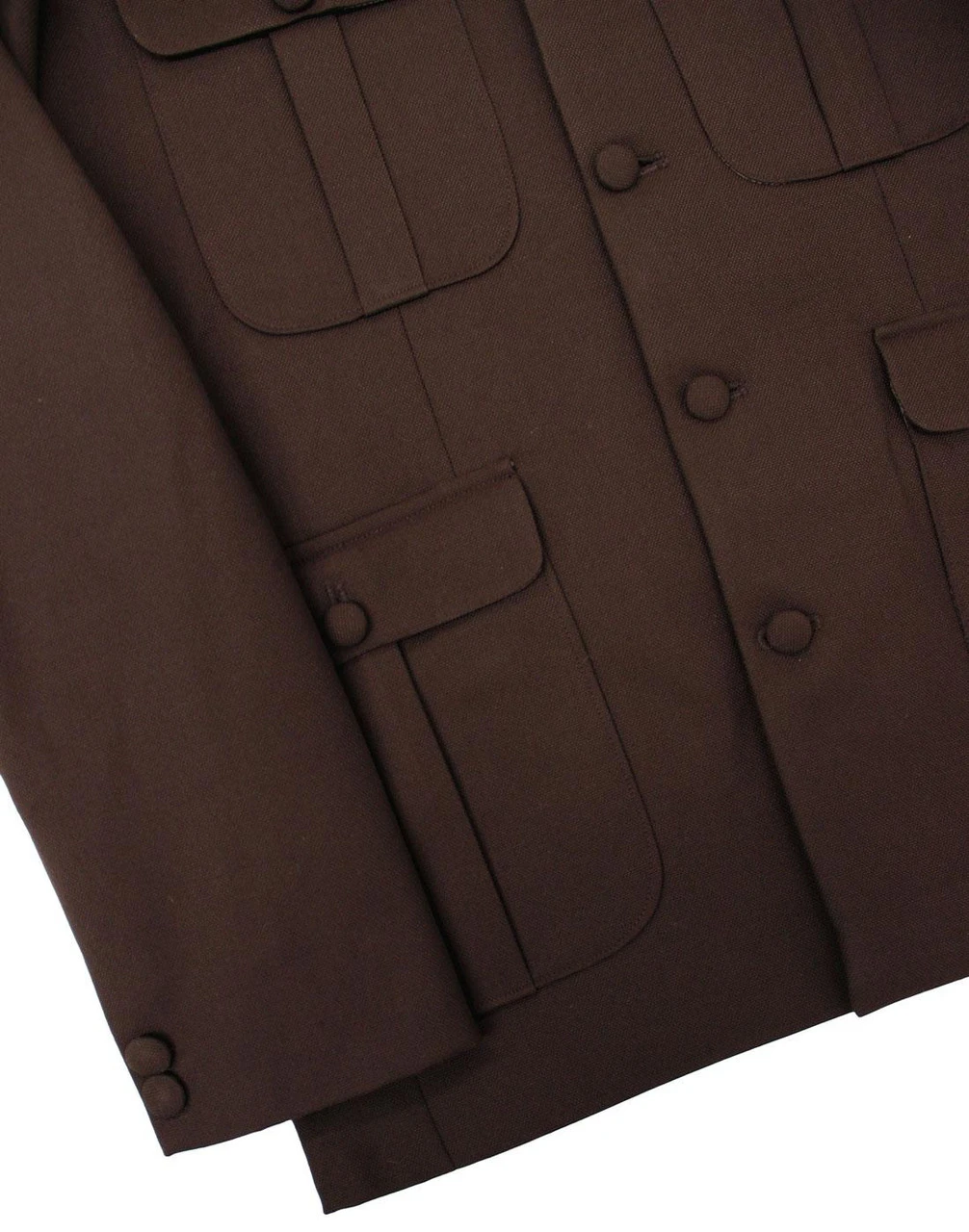 60s Mod Hopsack Safari Jacket BROWN 6 60s Mod Hopsack Safari Jacket BROWN - Image 4