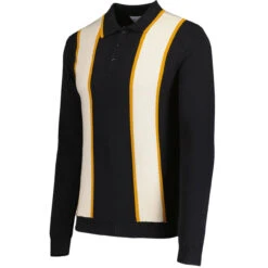Junot Mod Waffle Stripe Knit Polo B -Cheap Outfits For Man Store madcap england junot stripe panel popcorn waffle knit polo black 2 97670.1692021002