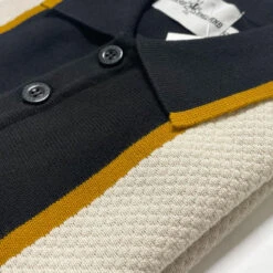 Junot Mod Waffle Stripe Knit Polo B -Cheap Outfits For Man Store madcap england junot stripe panel popcorn waffle knit polo black 4 85893.1692021001