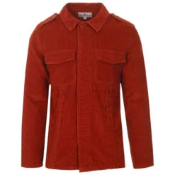 Lennon Mod Cord Shirt Jacket (Rust) -Cheap Outfits For Man Store madcap england lennon cord military jacket rust 3 37417.1661262634 4