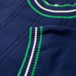 Wilson Pointelle Knit Mod Mock Turtleneck Tipped Tee In Navy -Cheap Outfits For Man Store madcap england mc1041 wilson navy close up 11 30179.1693991703