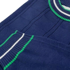 Moore Mod Pointelle Knit Tipped Mock Turtleneck Jumper In Navy -Cheap Outfits For Man Store madcap england mc1049 moore navy close up 11 06115.1693991739