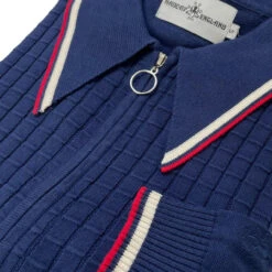 Apollo Mod Grid Check Big Collar Zip Polo Cardigan Snow White -Cheap Outfits For Man Store madcap england mc1069 apollo navy polo 11 65396.1693991793 1