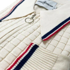 Apollo Mod Grid Check Big Collar Zip Polo Cardigan Snow White -Cheap Outfits For Man Store madcap england mc1069 apollo snow white polo 11 41242.1693991773 1
