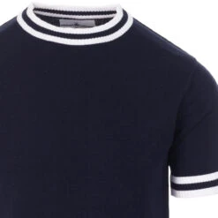 Moon 60s Mod Tipped Knitted T-shirt -Cheap Outfits For Man Store madcap england moon knitted tipped tee navy 2 63428.1661271662 8
