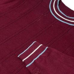 Moore Mod Pointelle Knit Tipped Mock Turtleneck Jumper In Zinfandel -Cheap Outfits For Man Store madcap england moore tipped pointelle knit tee zinfandel mc1049 4 43245.1695997395