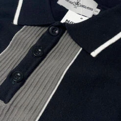 Nova Mod Ribbed Panel Knitted Polo Shirt In Black -Cheap Outfits For Man Store madcap england nova ribbed panel knit polo black mc1031 5 21834.1695997406