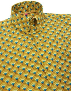 Peacock Retro 60s Mod Op Art Shirt -Cheap Outfits For Man Store madcap england peacock shirt yellow 2 36315.1661270271