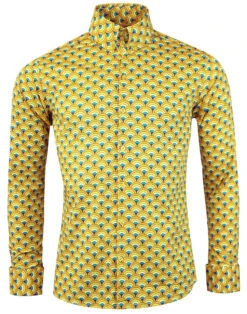 Peacock Retro 60s Mod Op Art Shirt -Cheap Outfits For Man Store madcap england peacock shirt yellow 4 82863.1661270267
