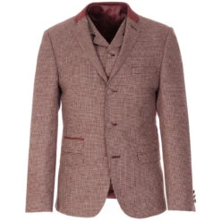 Mod 3 Button Dogtooth Suit Jacket -Cheap Outfits For Man Store madcap england puppytooth suit jacket and waistcoat berry 1 77222.1661263663
