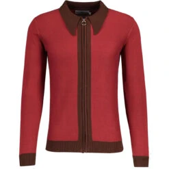Riva Retro Zip Through Cardigan G -Cheap Outfits For Man Store madcap england riva spear collar ring zip cardigan russet red 3 62964.1683192152 1