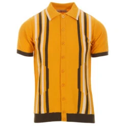 Shockwave Mod Stripe Knit Polo (AY) -Cheap Outfits For Man Store madcap england shockwave knitted polo top amber 3 76591.1661264927 2