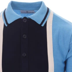 Marriott Suede Men's Mod Polo Cardigan - Blue -Cheap Outfits For Man Store madcap england suede marriott button through polo blue 1 47093.1661265238 1